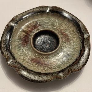 Handcrafted Ceramic Decorative Plate in Green and Brown